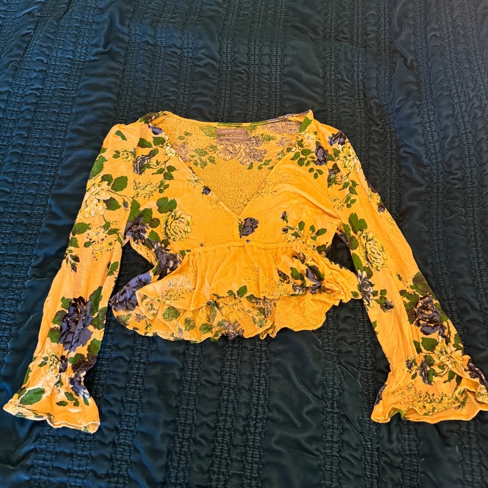 Urban Outfitters Floral Long Sleeve Crop Top